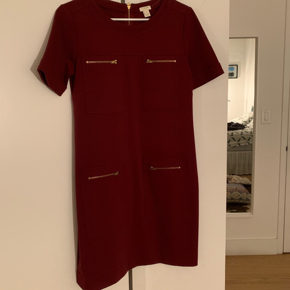 Maroon JCrew Factory dress with zipper pockets